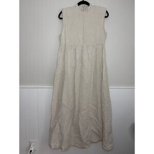 Dissh High Neck Linen Maxi Dress in Beige Size 6